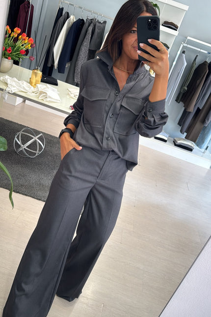 Camicia overshirt grigio piombo ak