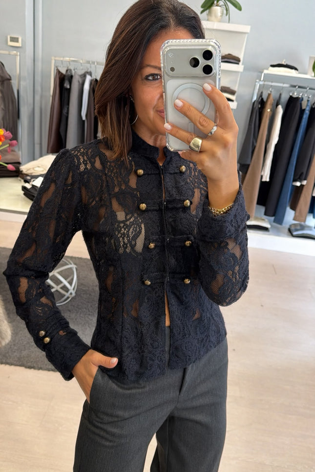 Camicia in pizzo nera kk