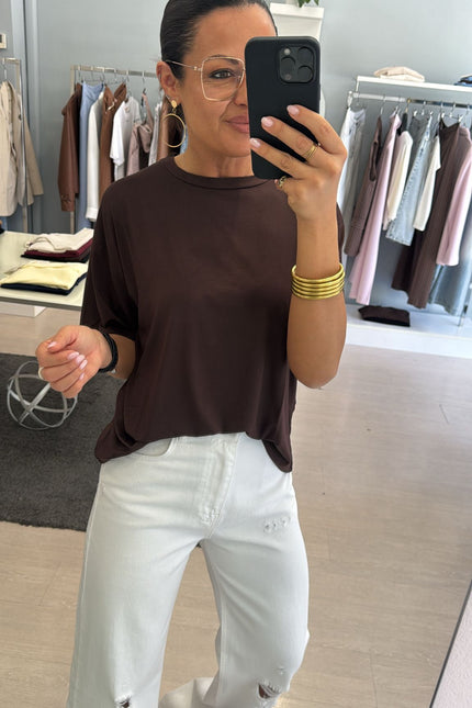 T-shirt boxy fit cioccolato kn
