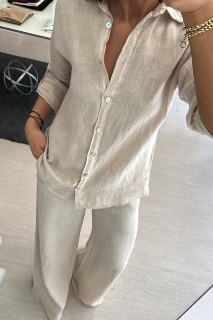 Camicia in lino sabbia sl