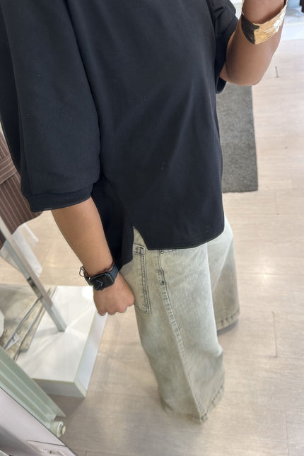 Polo boxy fit in cotone nera