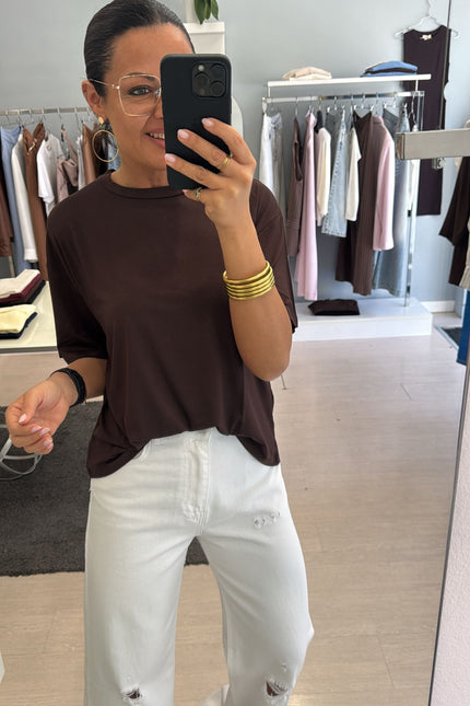 T-shirt boxy fit cioccolato kn