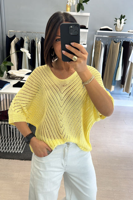 Maglia traforata gialla