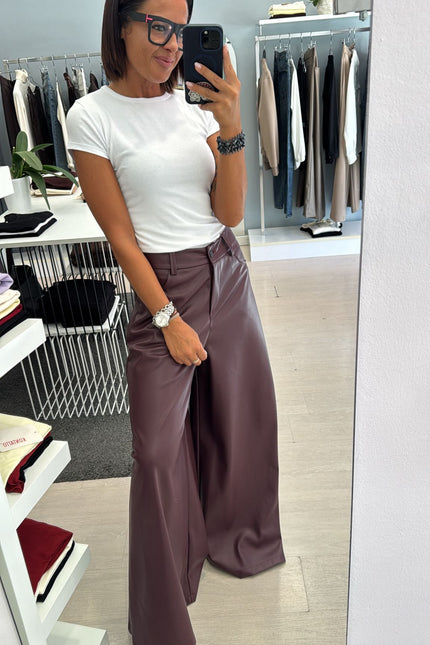Pantalone ecopelle bordeaux