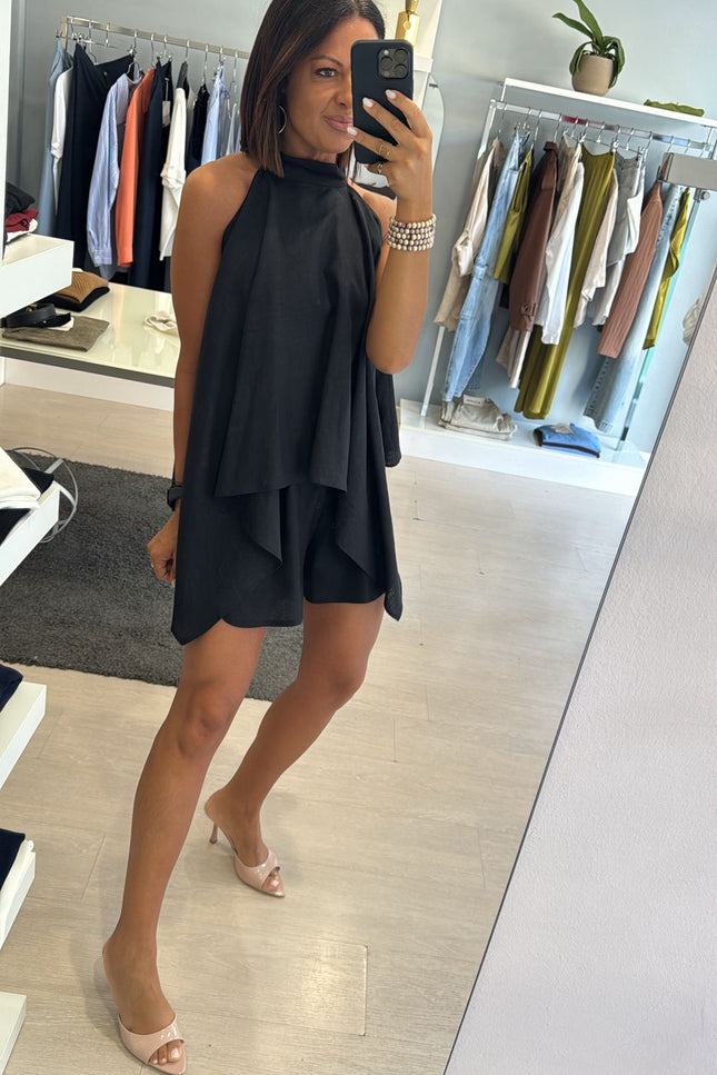 Shorts lino e viscosa nero kk