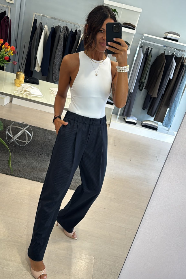 Pantalone completo gessato blue navy kn