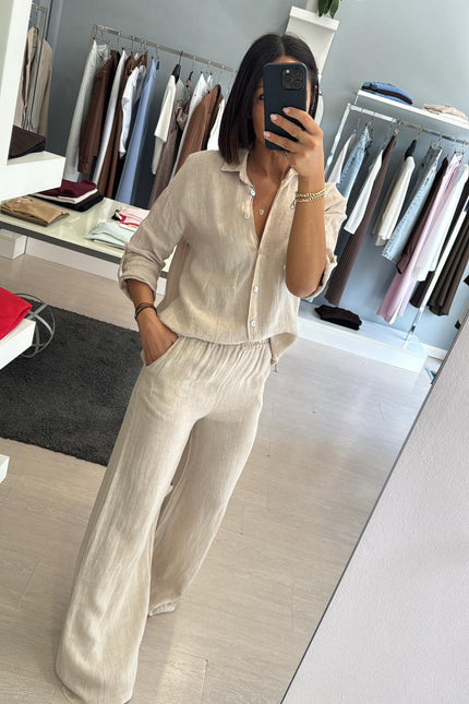 Camicia in lino sabbia sl