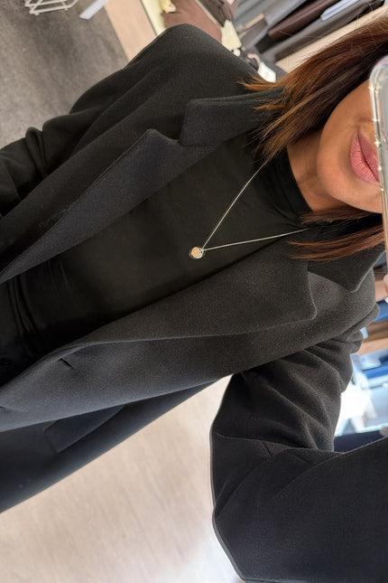Cappotto Lungo Monopetto Nero Ak