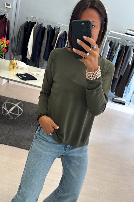 Maglia spacchi khaki kn