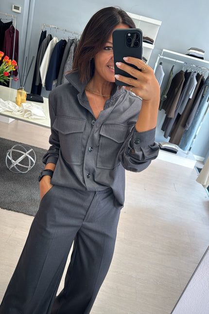 Camicia overshirt grigio piombo ak