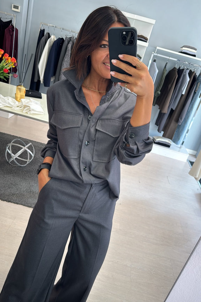 Camicia overshirt grigio piombo ak