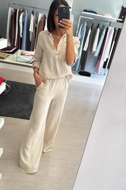 Camicia in lino sabbia sl