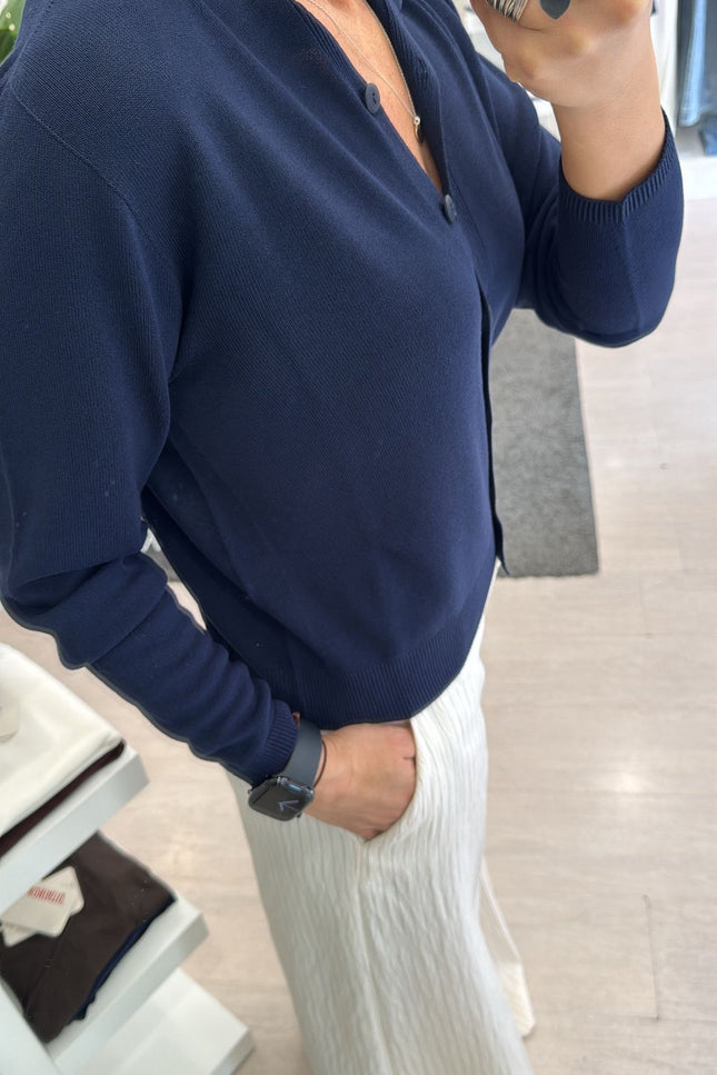 Cardigan regular blu kn