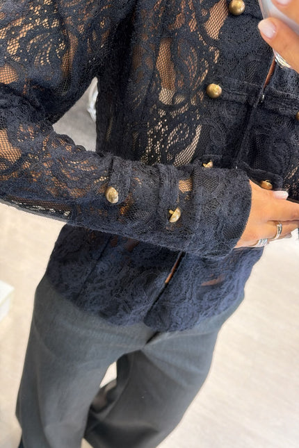 Camicia in pizzo nera kk