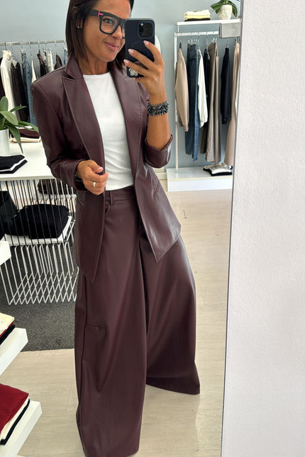 Pantalone ecopelle bordeaux