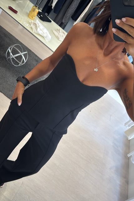 Top bustier completo punto milano nero kn