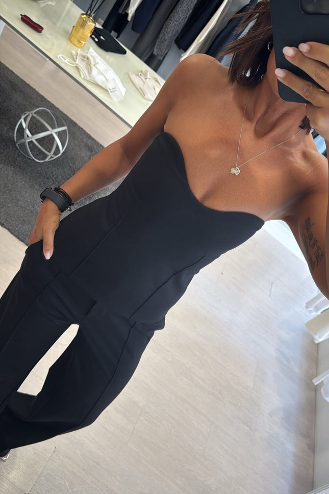 Top bustier completo punto milano nero kn
