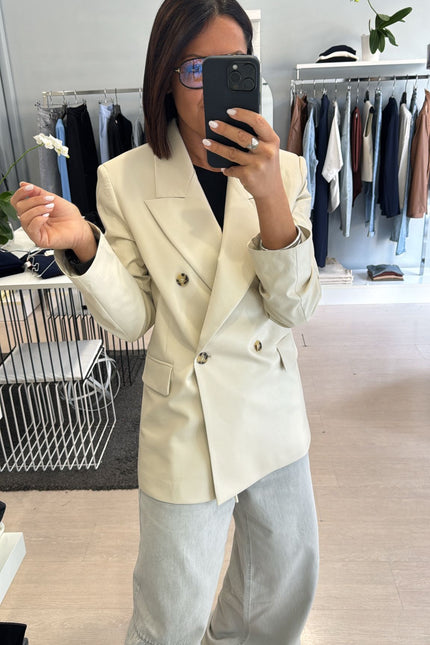 Giacca ecopelle avorio