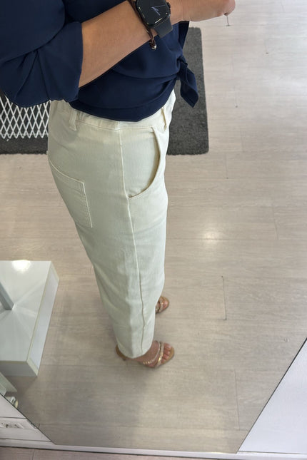 Pantalone barrel avorio kn