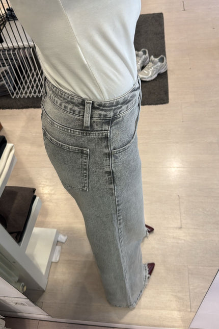 Denim wide leg grigio