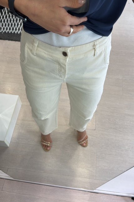 Pantalone barrel avorio kn