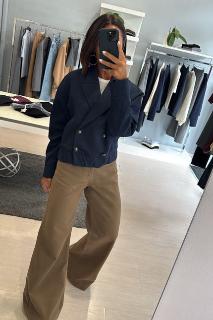 Giacca cropped blue kn