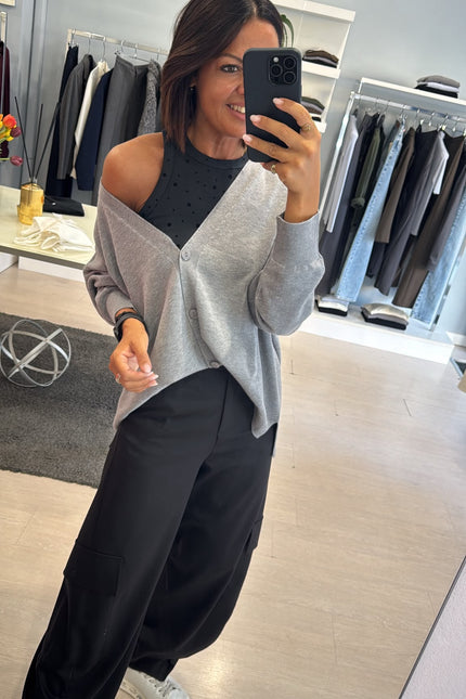 Pantalone cargo nero kn