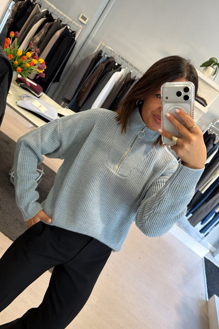 Maglia a coste mezza zip nuvola kn