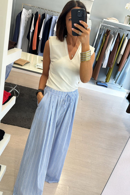 Pantalone righe bianche e azzurre cc