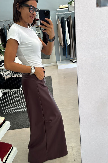 Pantalone ecopelle bordeaux