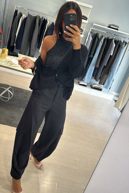 Pantalone cargo nero kn