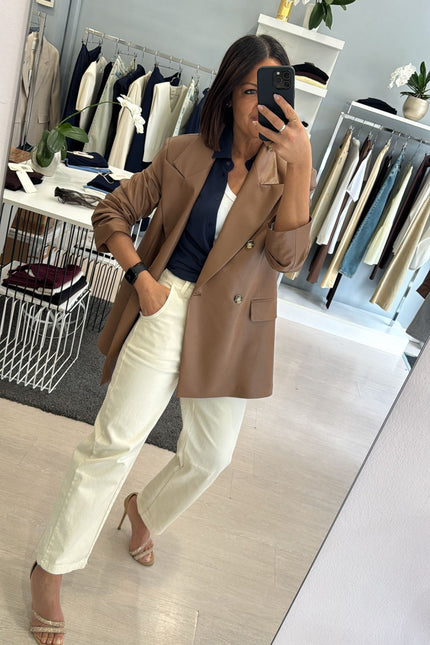 Pantalone barrel avorio kn