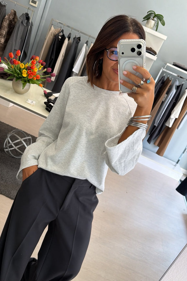 Maglia manica campana grigio melange kk