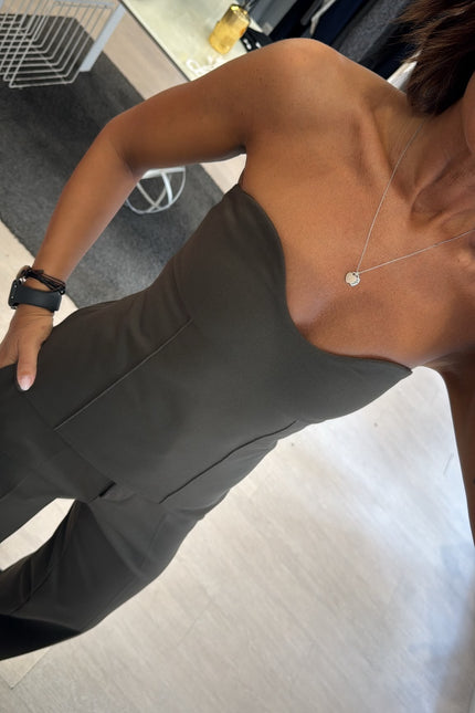 Top bustier completo punto milano verde militare kn