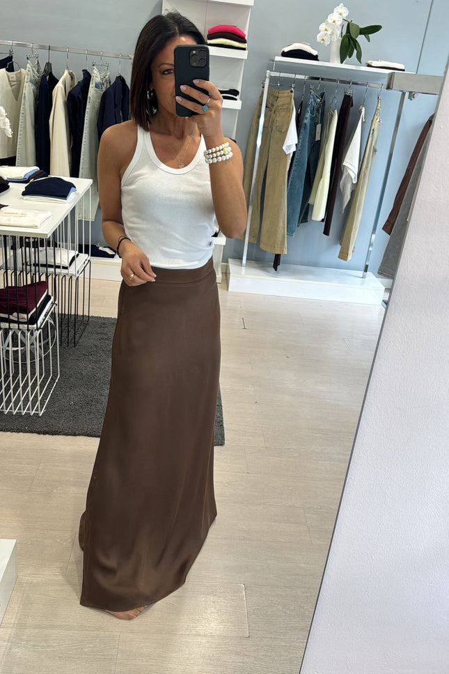 Gonna in satin cioccolato kk