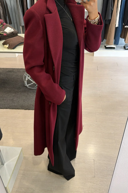 Cappotto Lungo Monopetto Bordeaux Ak