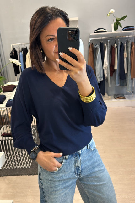 Maglia scollo a V blu