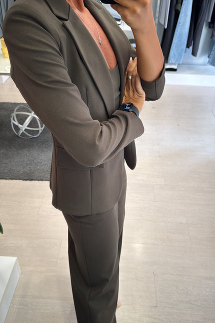 Giacca slim completo punto milano verde militare kn