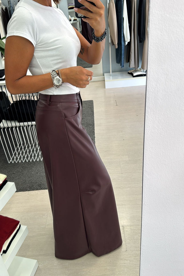 Pantalone ecopelle bordeaux