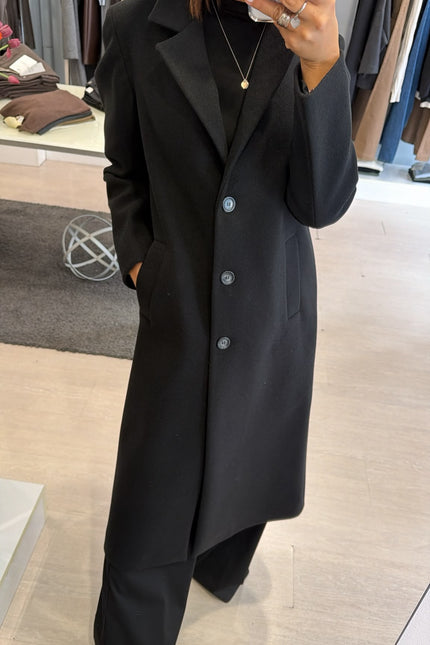 Cappotto Lungo Monopetto Nero Ak