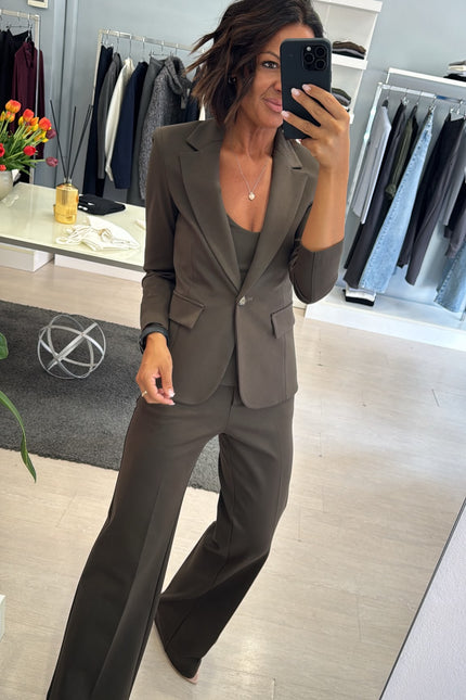 Giacca slim completo punto milano verde militare kn