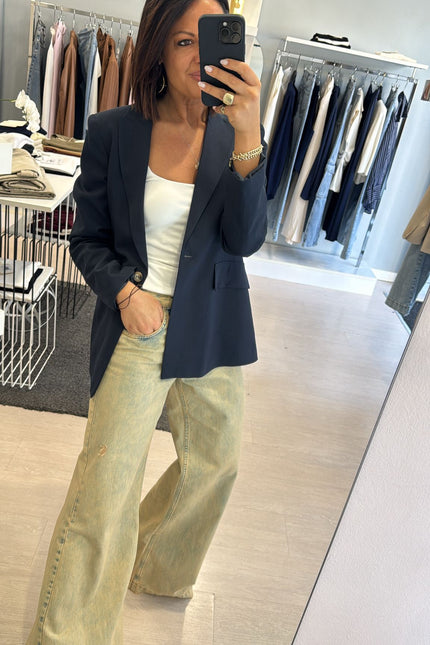 Jeans wide leg sfumato sabbia