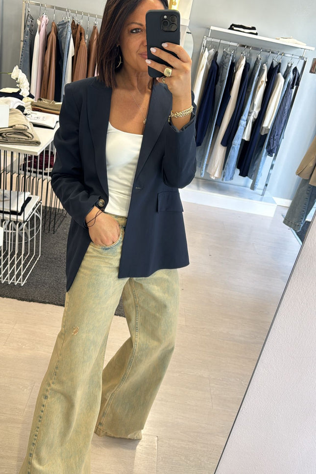 Jeans wide leg sfumato sabbia