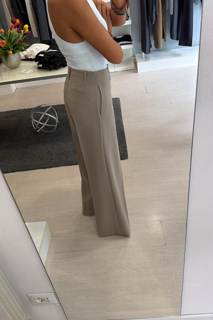 Pantalone dritto sabbia completo giacca asimmetrica kk