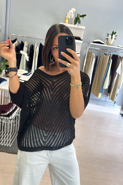 Maglia traforata nera