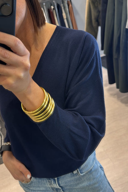 Maglia scollo a V blu