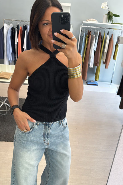 Top uncinetto nero kn