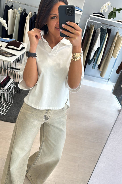 Polo boxy fit in cotone bianca