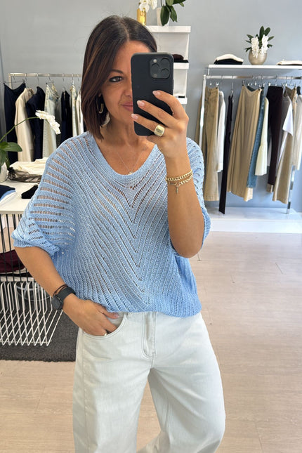 Maglia traforata azzurra
