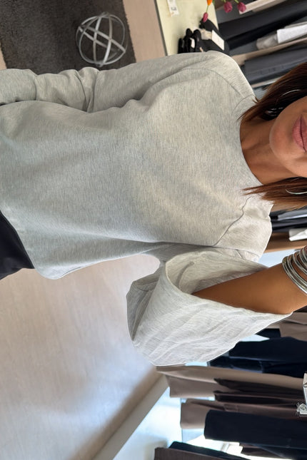 Maglia manica campana grigio melange kk